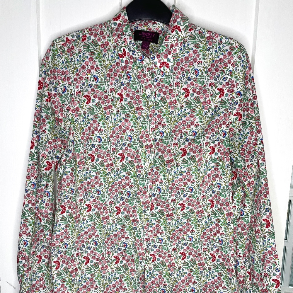 Liberty x J.Crew Women's Vintage Button Up Floral Print Shirt, Slim Fit, size 4